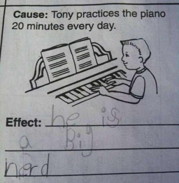 Funny Kids Test Answer he is a big nerd