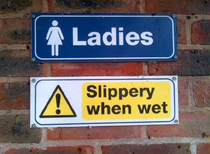 Funny Sign ladies slippery when wet