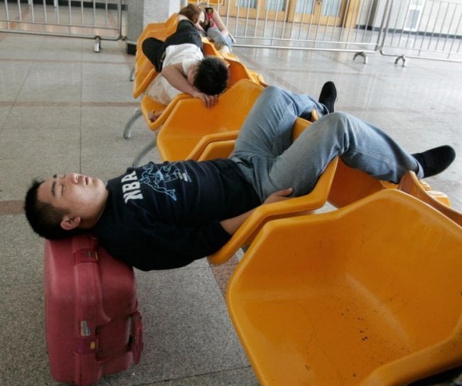 Funny People Fell Asleep Napping In Public Places airport