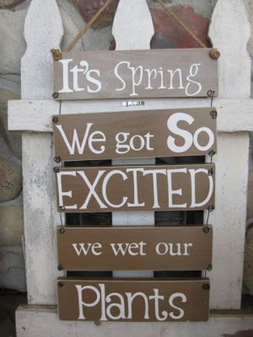Funny Garden Sign It's spring. We got so excited we wet our plants