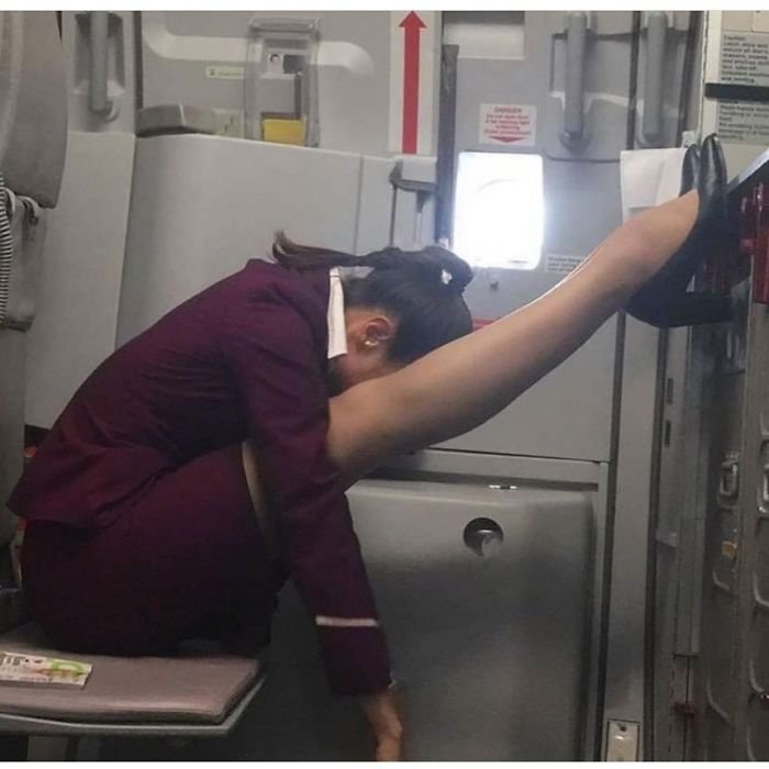 Funny People Fell Asleep Napping In Public Places flight attendant