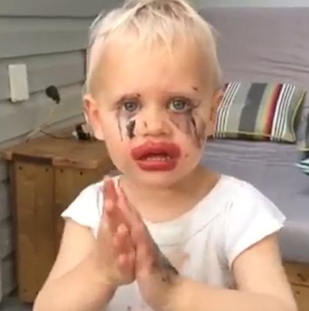 Hilarious children makeup mess