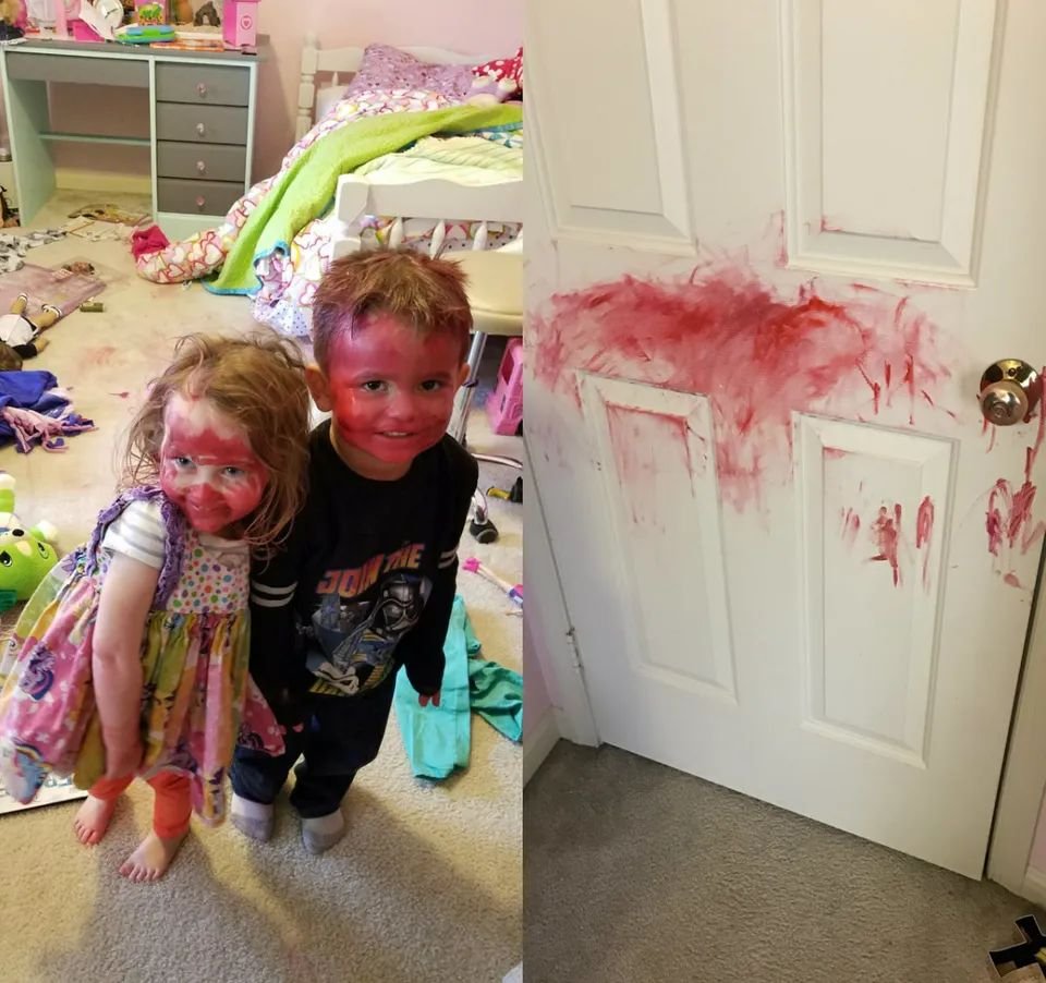 Hilarious children makeup mess