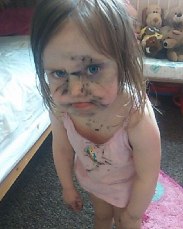 Hilarious children makeup mess