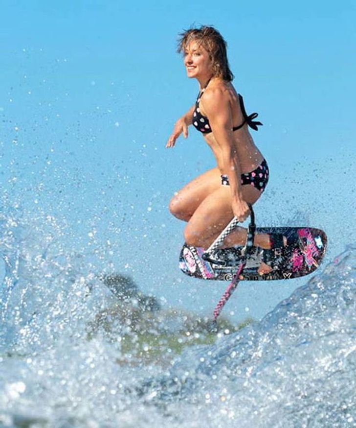 Ridiculously Photogenic woman on water board