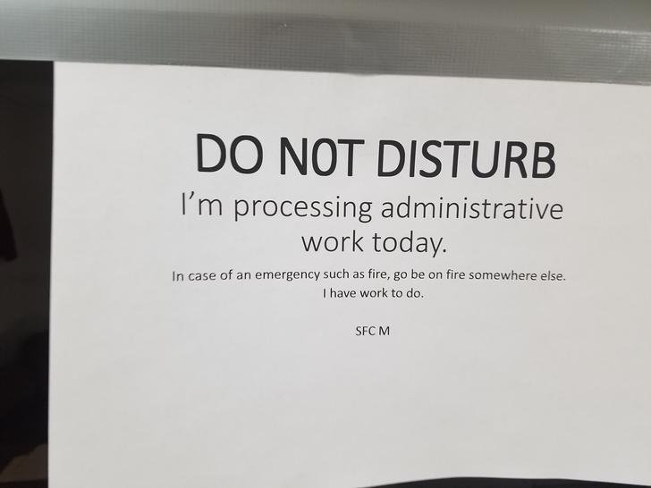 Hilarious Office Signs do not disturb