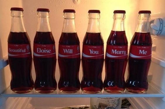 Creative proposal coke bottles