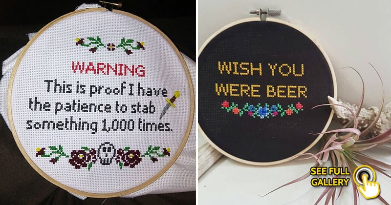 25 Funny Cross Stitch Ideas That Made Us Laugh - Bouncy Mustard