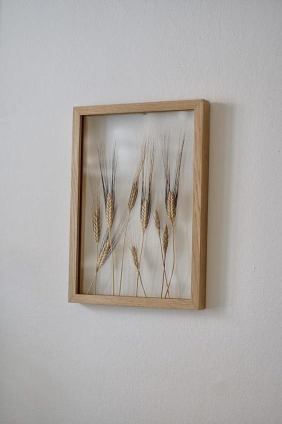 creative dried wheat framed wall decoration