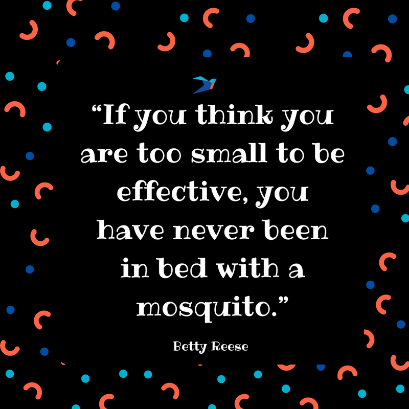 if you think you are too small to be effective, you have never been in bed with a mosquito.