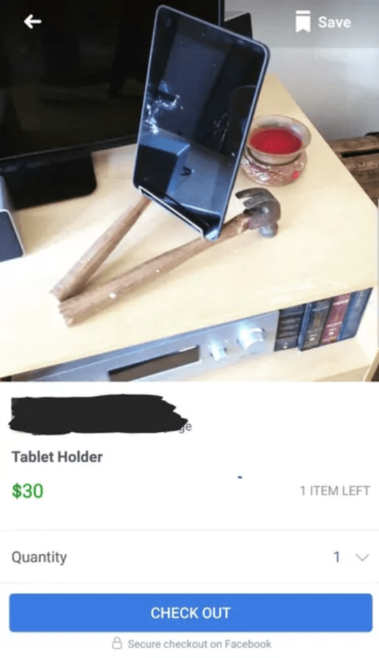 funny marketplace item for sale tablet holder made of hammers