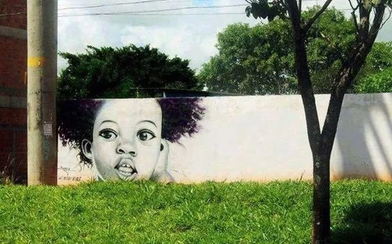 graffiti with tree as afro hair