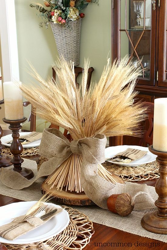 creative dried wheat table centerpiece