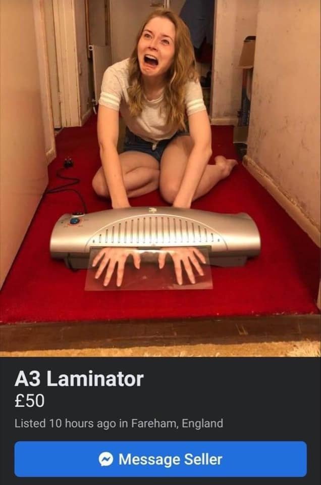funny marketplace item for sale laminator