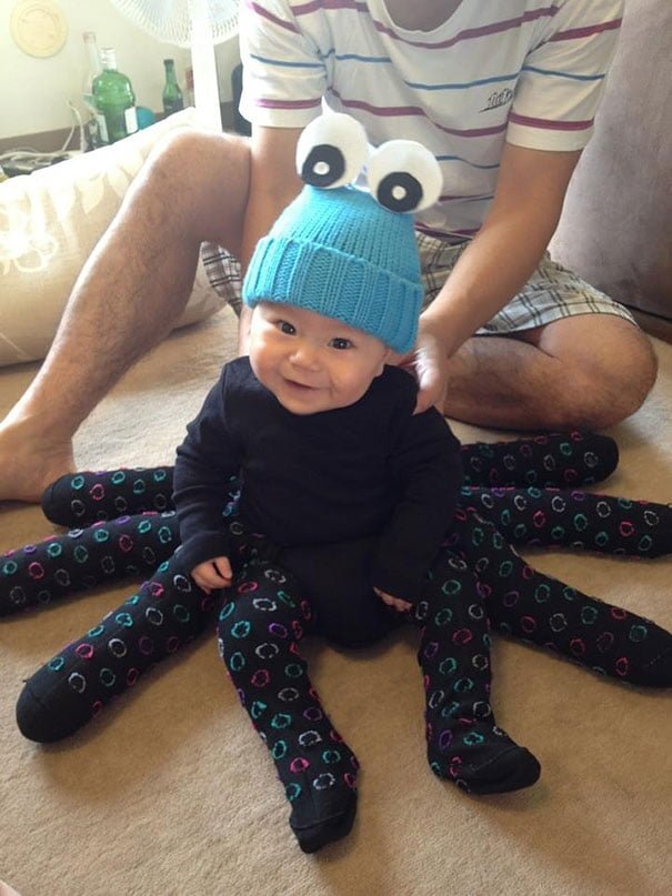 creative baby DIY child Halloween costume idea octopus