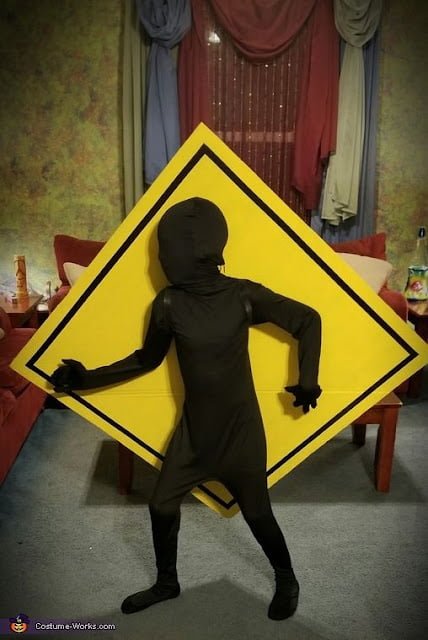 funny DIY children Halloween outfit idea road sign