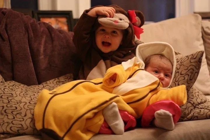 funny matching Halloween costumes for toddler and baby
