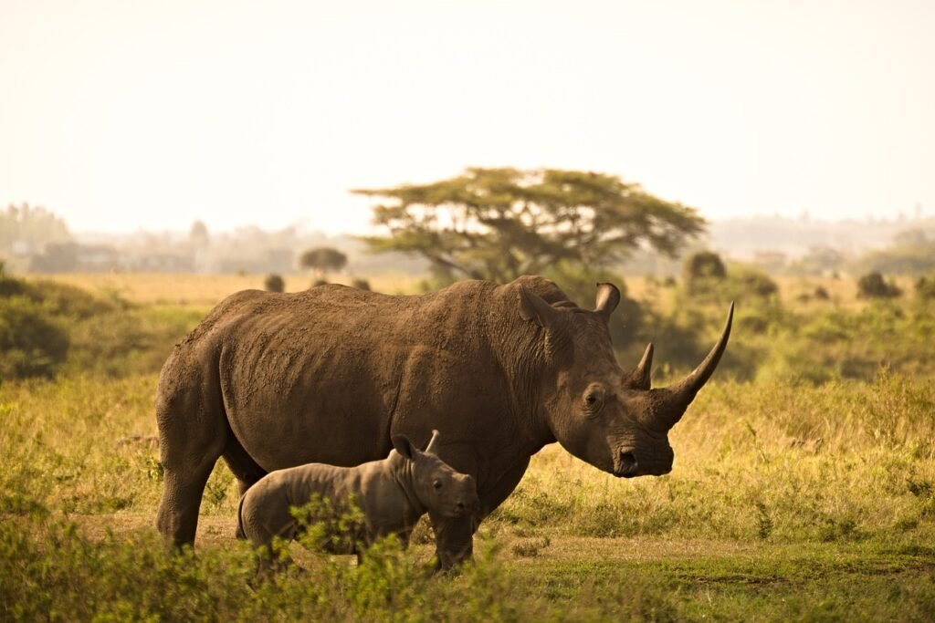 animal moms and babies rhino