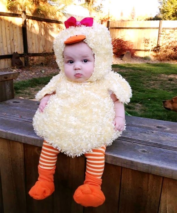 creative baby DIY child Halloween costume idea duck