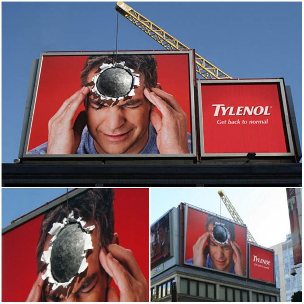 creative ad billboard idea tylenol wrecking ball
