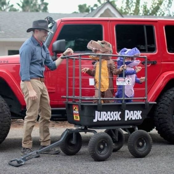 funny DIY children Halloween outfit idea Jurassic park