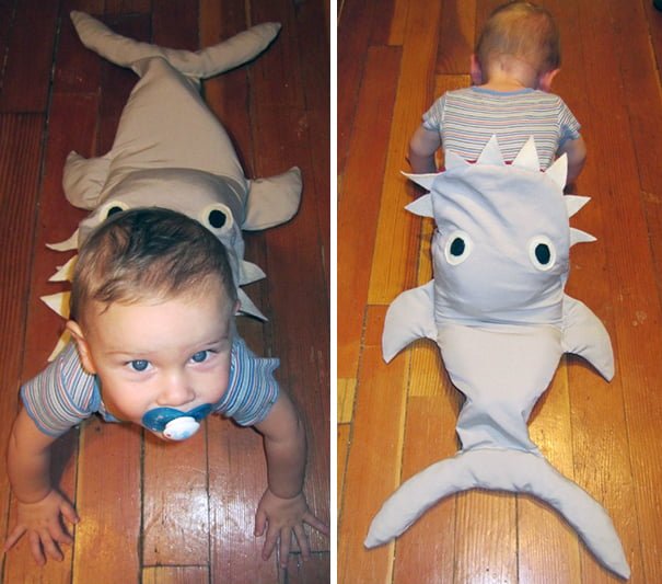 creative baby DIY child Halloween costume idea shark