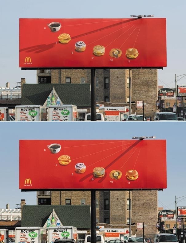 creative ad billboard idea mc donald's clock