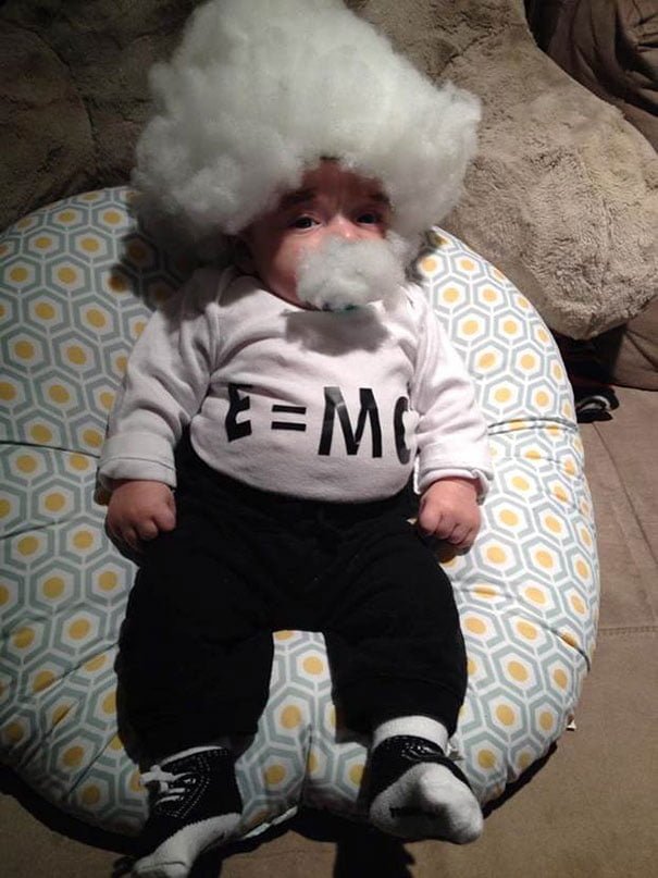 creative baby DIY child Halloween costume idea albert einstein