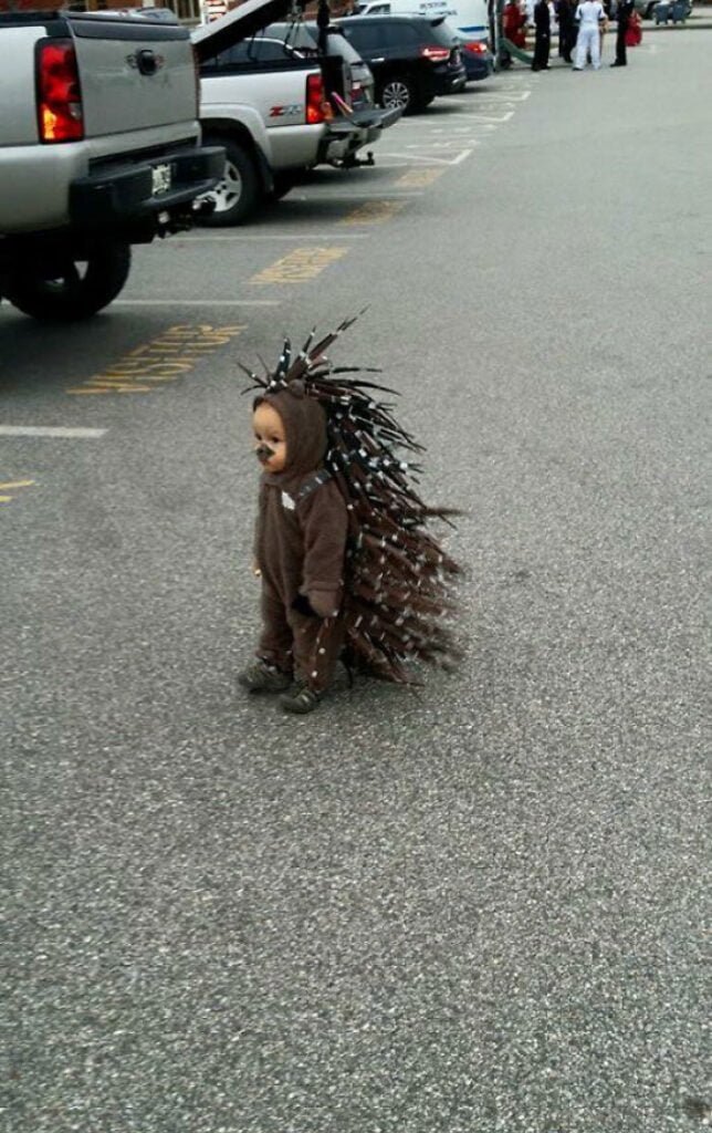 funny DIY children Halloween outfit idea porcupine