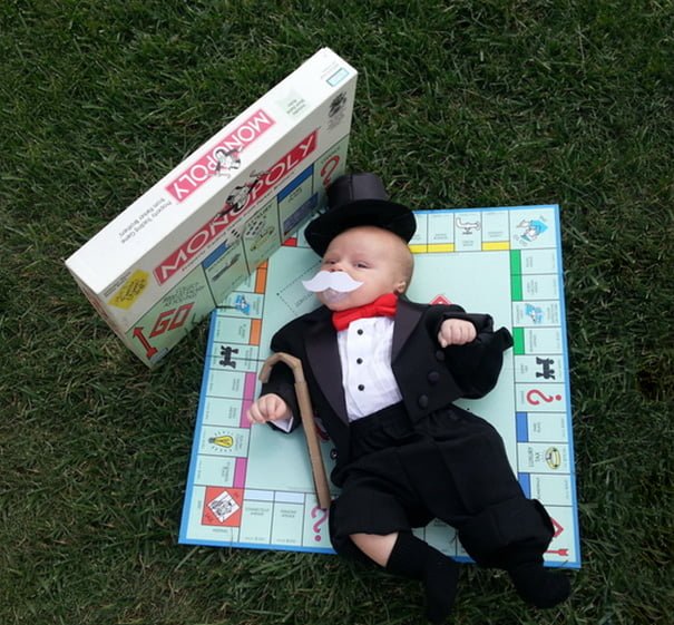 creative baby DIY child Halloween costume idea monopoly man