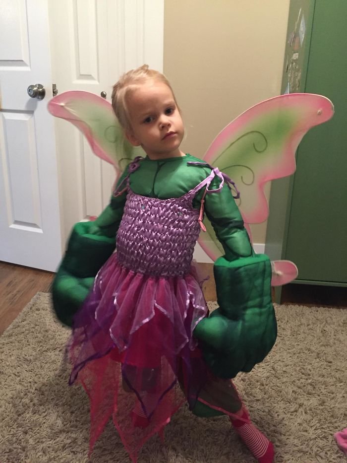 funny DIY children Halloween outfit idea hulk fairy