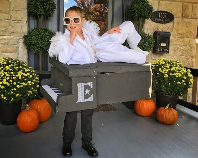 funny DIY children Halloween outfit idea elton john on piano