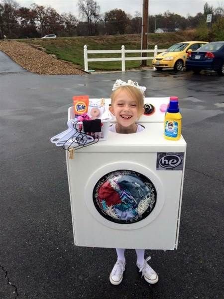 funny DIY children Halloween outfit idea washing machine