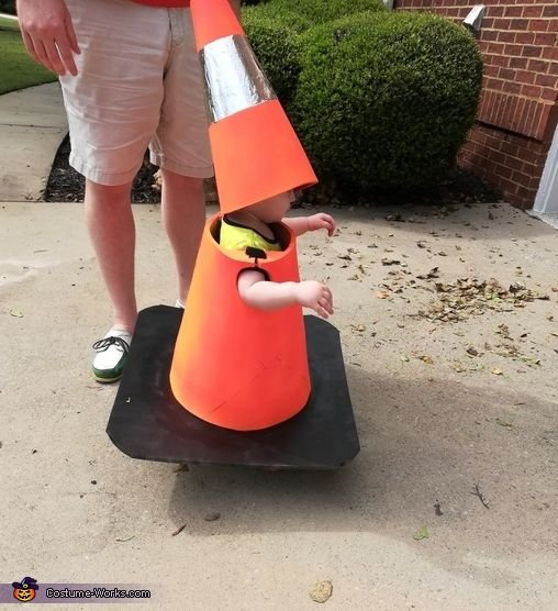 funny DIY children Halloween outfit idea traffic cone
