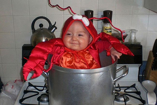 creative baby DIY child Halloween costume idea lobster