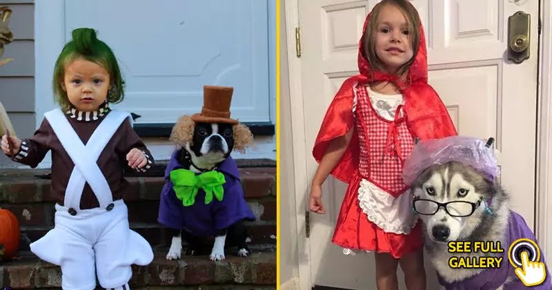 Funny child and dog halloween costumes