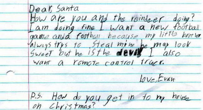 hilarious kids Christmas letter to Santa