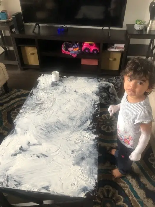 funny kids play with paint mess