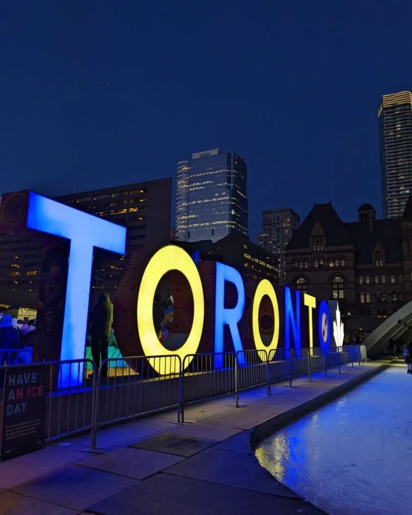Toronto lights up in blue and yellow for Ukraine