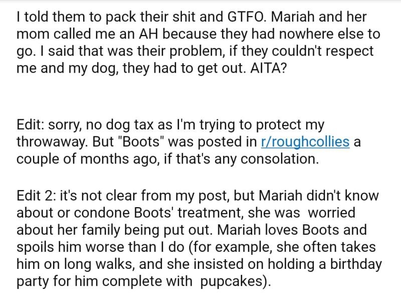 Interesting Story Man Kicks Out His Girlfriend's Family After They Tie Up His Dog Reddit AITA Post