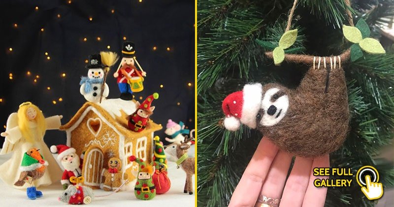 cute handmade needle felted wool ornaments diy christmas tree rachel austin the wishing shed